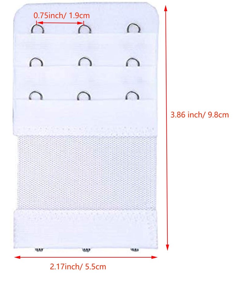 KTOBTEL Bra Extender 3 Hooks 3 Rows Elastic Bra Band Hook Strap Extensions for Women, Pack of 4 (White) - Image 3